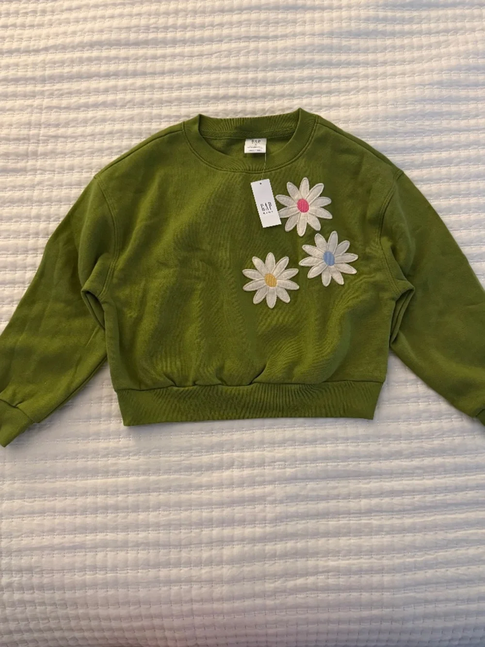 NWT Gap Girls Green Sweatshirt with Flowers - Size M (8)